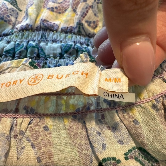 TORY BURCH silk purple Pompei Floral Mosaic Print Smocked waist Romper - Picture 8 of 13